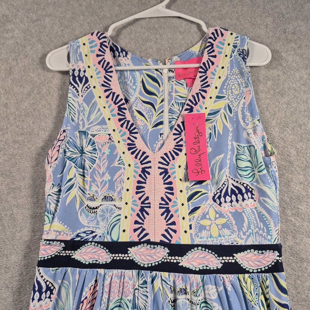 Lilly Pulitzer Lapis Lanterns Engineered Maxi Dress Blue Pink Sleeveless Size 10